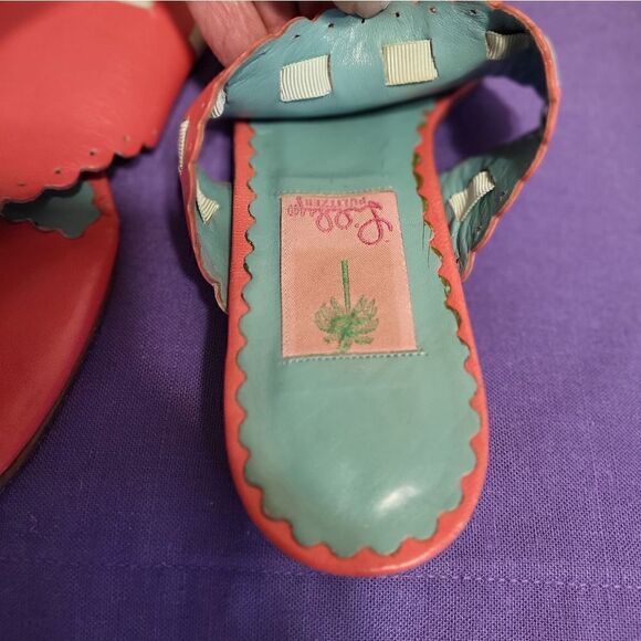 Lilly Pulitzer Pink Leather Wide Thong Slip-On Sandals Sz.6.5 Ret $148 - Picture 4 of 6